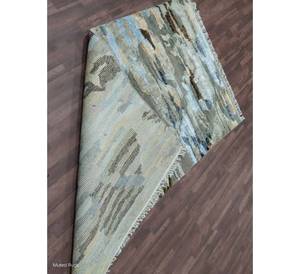 Alfombra de lana de diseño persa de alta calidad, anudada a mano, de algodón, apta para mascotas, antideslizante, de pelo bajo, para sala de estar, color gris. - Product Image 1