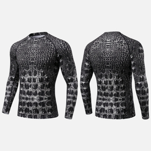 เสื้อแรชการ์ดสำหรับผู้ชาย OEM แขนยาว ป้องกันรังสียูวี UPF50+ แห้งเร็ว ระบายอากาศได้ดี ผลิตจากโพลีเอสเตอร์ผสมสแปนเด็กซ์ สำหรับว่ายน้ำ - Product Image 3