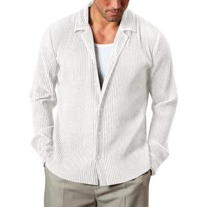 Chaqueta de pana informal para hombre 2025, chaqueta ligera de manga larga con botones cubanos, camisas con botones - Product Image 4