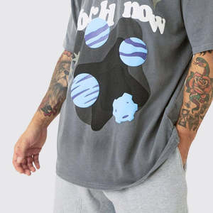 Vintage Washed Oversized Tee | Custom Brand Logo Puff Print T-Shirt | Drop Shoulder Street Style - Product Image 5