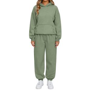 Conjunto Deportivo Informal y Versátil de Otoño Invierno, Sudadera con Capucha y Pantalones Largos, Traje Deportivo Cómodo y Suave de Color Sólido - Product Image 3