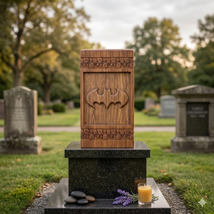 Wooden Cremation Urn Rectangle Ashes Memorial <b>Box</b> Carved <b>Keepsake</b> Casket for Home Shrine - Product Image 3