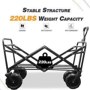 Carrello pieghevole pieghevole per esterni per autocarro regolabile Shopping Beach Wagon per campeggio in giardino ruote universali - Product Image 2