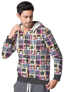 Sweat à capuche zippé intégral en molleton de coton de haute qualité, personnalisable avec logo, style streetwear, épaules tombantes, modèle vierge - Product Image 4