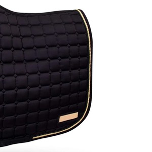 Black <b>Quilted</b> Horse Saddle Pad With Gold Trim Nylon Material For Equestrian Use Horse Saddle Pad For Sale Advantage Impex - Product Image 3