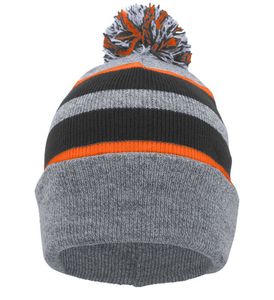Gorros de Punto Personalizados al por Mayor de BNSB SPORTS, con Franjas, Pompón y Logotipo Bordado, en Gris, Negro y Rojo, Unisex, para Invierno, Aire Libre, Casual, Cálidos - Product Image 4