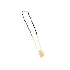 Elegante Collar Mangalsutra con Cuentas de Piedras Preciosas Negras y Baño de Oro, Cadena Étnica Religiosa para Bodas y Fiestas-11058764GL - Product Image 2