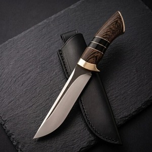 Couteau de chasse artisanal en acier inoxydable, lame droite à pointe tombante, manche en bois, qualité industrielle, usage extérieur, 8 pouces - Product Image 5