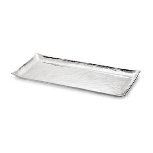 Bandeja Rectangular de Acero Inoxidable Martillado a Mano de Diseño Moderno, Plato Decorativo de Metal Plateado para el Hogar, Cocina y Eventos - Product Image 1