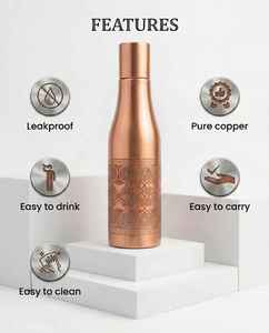 Botella de Agua de Cobre Antiguo Ecológica de 1L, Estilo Bohemio, Portátil, para Viajes, con Tapa, Cobre Puro Pulido, Diseño Único - Product Image 6