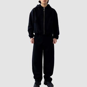 Ensemble de survêtement pour homme en molleton français avec fermeture éclair et pantalon baggy, style streetwear, 100% coton - Product Image 3