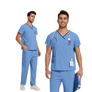 Ensemble de blouses médicales Solid Trader à col renforcé pour usage quotidien et multiples lavages, uniforme d'hôpital durable - Product Image 1