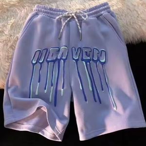 Shorts en molleton unisexe 100% coton, imprimé 3D en relief, coupe ample, style streetwear d'été, hip hop, vêtements décontractés pour hommes - Product Image 4