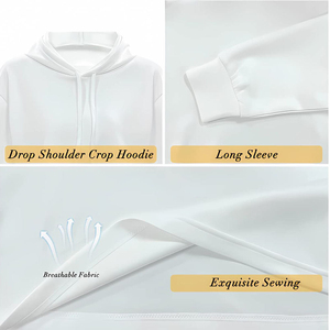 เสื้อฮู้ดครอปผ้าฝ้ายสำหรับผู้หญิง แขนยาว สกรีนลายตามสั่ง รับผลิตตามแบบ OEM ขายส่ง เสื้อผ้าลำลองสไตล์สตรีทแฟชั่นสำหรับฤดูใบไม้ร่วง - Product Image 6