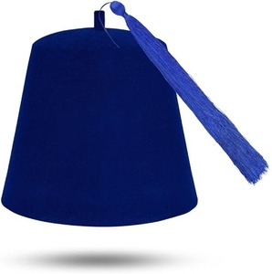 Gorro Fez Masónico Liso - Lana Azul con Borlas de Varios Colores, Tipo de Tela: 100% Lana, Instrucciones de Cuidado: Lavar Solo a Mano - Product Image 1