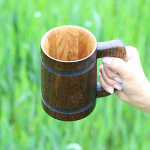 Mug à café en bois de luxe avec poignée, style vintage, durable, taille personnalisable - Cadeau pour hommes, papa, amis, famille, utilisation en fête, prix bas - Product Image 5