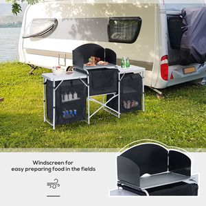 Portable Black BBQ <b>Kitchen</b> Table Windscreen 3 Cupboards for <b>Camping</b> Hiking Outdoor Cooking Foldable Modern Made PC Canvas PVC - Product Image 5