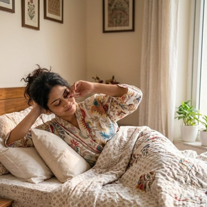 Robe kimono en coton pour femmes, à fleurs blanches, manches longues, col en V, longue robe de bain, vêtements de détente, robe de spa avec ceinture - Product Image 6