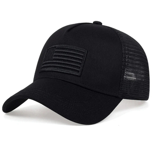 <b>Black</b> Mesh <b>Baseball</b> <b>Cap</b> With American Flag Patch Breathable Adjustable Unisex Casual Outdoor Hat Spring Summer Adult Fit - Product Image 2