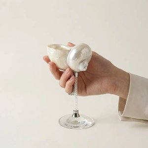 Copa de cóctel pequeña de concha marina, artesanía en cristal, copas de vino de concha marina, decoración única con temática oceánica - Product Image 2
