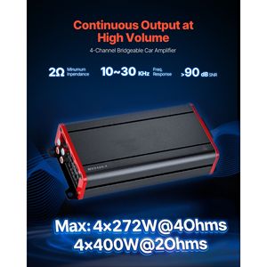 Amplificateur audio de voiture 4 canaux, bridable, 272W@4 Ohm/400W@2 Ohm, pleine gamme, mono - Product Image 2
