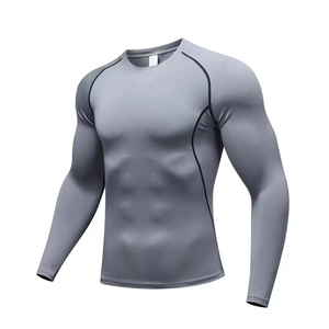 T-shirt de compression pour homme, 95% coton, 5% élasthanne, coupe ajustée, noir uni avec logo personnalisé, motif uni, t-shirt de fitness pour homme - Product Image 5