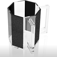 Cosmos artistique moderne en acrylique transparent Lucite pour tasse à finition mate avec deux poignées pour l'élégance des rituels juifs