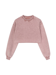 High Quality Winter Button Crop Top 380GSM Polyester/Cotton Streetwear Y2K Custom Logo Washed Pullover Regular <b>Sweatshirts</b> Men - Product Image 4