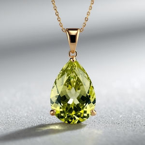 14K <b>Solid</b> <b>Gold</b> Pear Shape Gemstone <b>Pendant</b> Necklace Fine Jewelry Modern Elegant for Certified VVS1 Clarity Luxury for Women - Product Image 5