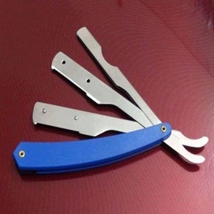 มีดโกนพับได้สำหรับช่างตัดผมมืออาชีพ สีทอง ใบมีดเดี่ยวแบบครึ่งใบ คมตรง พร้อมโลโก้สั่งทำ - Product Image 3