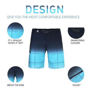 กางเกงว่ายน้ำชายแบบสั่งทำ เอวยางยืด สวมใส่สบาย เหมาะสำหรับเล่นกีฬาชายหาด ทำจากโพลีเอสเตอร์ 100% แห้งเร็ว ระบายอากาศได้ดี ความยาวระดับเข่า - Product Image 3