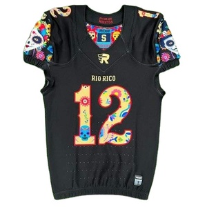 Maillot de football américain personnalisé 100% polyester extensible pour hommes adultes respirant anti-UV séchage rapide entraînement court taille plus - Product Image 6