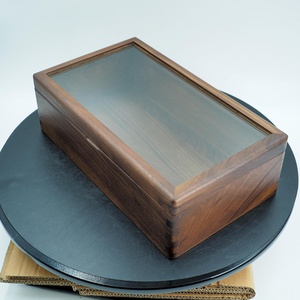 Boîte de rangement en bois avec couvercle coulissant en verre, boîte de présentation de luxe transparente pour les vendeurs FBA et les propriétaires de magasins - Product Image 1