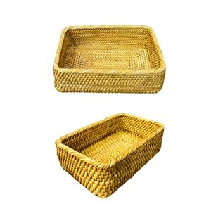 Cesta/Bandeja Rectangular de Mimbre y Ratán Duradera, Bandejas Decorativas Tejidas para Decoración del Hogar - Product Image 1