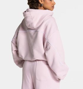 Ensemble de survêtement tendance pour femme, coupe oversize personnalisée, avec capuche et pantalon de jogging à taille élastique et passepoil blanc, à prix de gros avantageux - Product Image 2