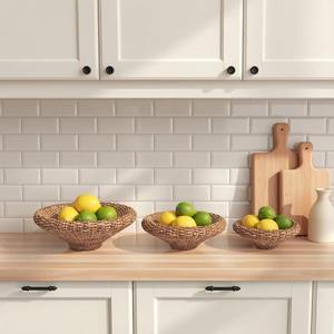 Juego de 3 cestas de frutas tejidas de hierba marina, cestas de almacenamiento hechas a mano, venta al por mayor, ecológicas, hechas en Vietnam - Product Image 2