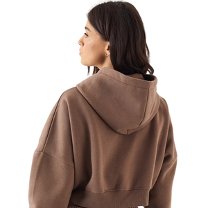 Conjunto de Sudadera Corta con Capucha y Pantalones Anchos de Chándal para Mujer, Cintura Elástica, Atuendo Casual de Dos Piezas para Descansar, Venta al por Mayor - Product Image 4