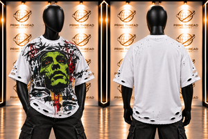 Direct Factory Men's <b>Vintage</b> Distressed <b>Graphic</b> T Shirt Men Oversized Heavyweight Cotton T-Shit Fit Digital Print Streetwear <b>Tee</b> - Product Image 2