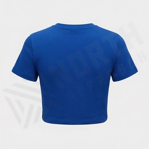 Summer Lightweight Cotton Sexy <b>Blouses</b> Shirts Premium Apparel Women Cropped Tees Activewear Breathable Customized Color - Product Image 2