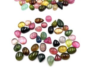 Tourmaline naturelle multicolore, formes variées, cabochons, pierres précieuses en vrac, 5-9 mm, certifiées IGI, haute qualité, Gemworldjaipur, pour bijoux - Product Image 6