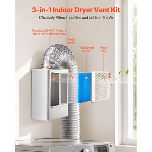 Kit di Ventilazione per Asciugatrice da Interno 3-in-1 di Prima Scelta, Materiale ABS Premium, Promemoria Intelligente di Surriscaldamento, Facile Installazione per Scarico da 4 Pollici - Product Image 2