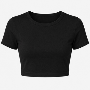 เสื้อครอปท็อปผู้หญิงทรงหลวม ผลิตจากผ้าฝ้าย 100% เป็นมิตรต่อสิ่งแวดล้อม น้ำหนักเบา สวมใส่สบาย รับผลิตแบบ OEM - Product Image 1