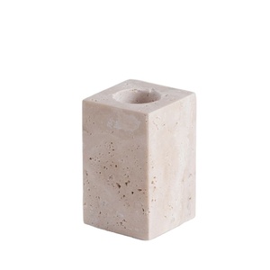 Travertine <b>Candle</b> <b>Holder</b> Modern Minimalist Stone <b>Taper</b> Stand Handmade Decorative Accent Table Centerpiece Elegant Premium - Product Image 1