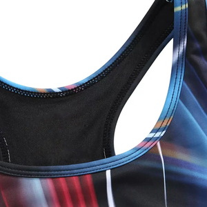 Soutien-gorge de sport dos nageur pour femme avec impression par sublimation, maintien élevé, maille respirante, séchage rapide, haut de fitness, design col en U - Product Image 6