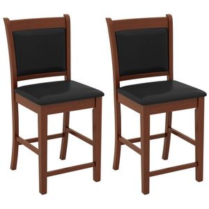 Set di 2 Sgabelli Imbottiti con Struttura in Legno di Gomma Massiccio, Sedie da Pranzo - Product Image 1