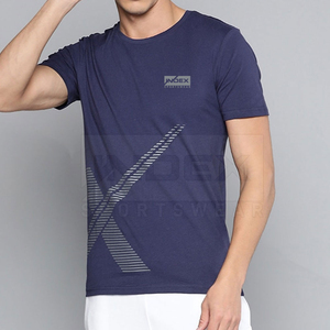 Camiseta de Manga Corta para Hombre INDEX, Color Azul Marino, Cuello Redondo, Patrón Geométrico, Secado Rápido, Corte Ajustado, Tejido Deportivo - Product Image 1