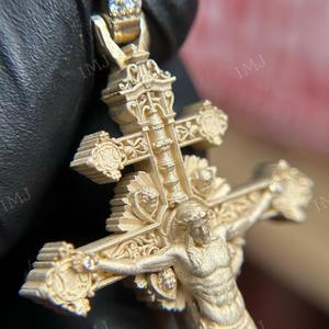 Pendentif Croix 3D Personnalisé, Breloque Religieuse, Testé au Diamant VVS1 D, Moissanite Véritable, Argent 925, Luxe Plaqué Or 18K - Product Image 5