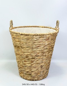 Round Circle Big Laundry Water Hyacinth Seagrass <b>Basket</b> with <b>Linen</b> Cloth Inside Premium Quality Organizer - Product Image 3