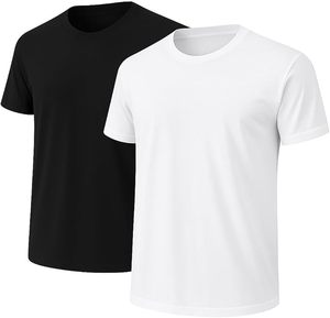 T-shirt pour homme en soie, col en V, manches courtes, coupe ample, bordure contrastée, polyester/coton, anti-rides, écologique, respirant, léger - Product Image 5