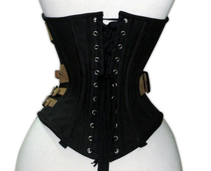 Women's Goth <b>Punk</b> Plus-Size Zipper Leather Lace Corset Shapewear Hip Enhancer Latex Waist Trainer Satin Fabric Quick Dry Firm - Product Image 2
